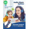 imageiClever 2Pack Kids Headphones with Sharing Splitter  85dBA Safe Volume Limited  HS22 Wired Headphones for Kids Teens TangleFree 35mm Jack Foldable Stereo for SchoolTabletTravelGreen  Blue