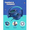 imageiClever 2Pack Kids Headphones with Sharing Splitter  85dBA Safe Volume Limited  HS22 Wired Headphones for Kids Teens TangleFree 35mm Jack Foldable Stereo for SchoolTabletTravelNavy Blue  Black