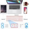 imageiClever BK10 Bluetooth Keyboard Universal Bluetooth 51 Wireless Keyboard with Number Pad Ergonomic Design MultiDevice Compatibility Stable Connection for Mac iPad iPhone Android Windowsrose gold