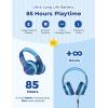 imageiClever BTH12 Kids Bluetooth HeadphonesColorful LED Lights Kids Headphones Wireless7485dBA Safe Volume85H PlaytimeFast ChargingBluetooth 52Over EarBuiltin Mic for iPadTabletAirplaneBlueBlue