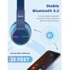 imageiClever BTH12 Kids Bluetooth HeadphonesColorful LED Lights Kids Headphones Wireless7485dBA Safe Volume85H PlaytimeFast ChargingBluetooth 52Over EarBuiltin Mic for iPadTabletAirplaneBlueBlue