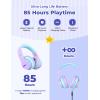 imageiClever BTH12 Kids Bluetooth HeadphonesColorful LED Lights Kids Headphones Wireless7485dBA Safe Volume85H PlaytimeFast ChargingBluetooth 52Over EarBuiltin Mic for iPadTabletAirplaneBluePurple