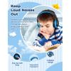 imageiClever BTH12 Kids Bluetooth HeadphonesColorful LED Lights Kids Headphones Wireless7485dBA Safe Volume85H PlaytimeFast ChargingBluetooth 52Over EarBuiltin Mic for iPadTabletAirplaneBlueDeep Black