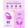 imageiClever BTH12 Kids Bluetooth HeadphonesColorful LED Lights Kids Headphones Wireless7485dBA Safe Volume85H PlaytimeFast ChargingBluetooth 52Over EarBuiltin Mic for iPadTabletAirplaneBlueHot Pink