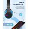 imageiClever BTH12 Kids Bluetooth HeadphonesColorful LED Lights Kids Headphones Wireless7485dBA Safe Volume85H PlaytimeFast ChargingBluetooth 52Over EarBuiltin Mic for iPadTabletAirplaneBluePinkBlack