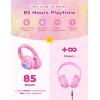 imageiClever BTH12 Kids Bluetooth HeadphonesColorful LED Lights Kids Headphones Wireless7485dBA Safe Volume85H PlaytimeFast ChargingBluetooth 52Over EarBuiltin Mic for iPadTabletAirplaneBlueTiedye pink