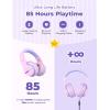 imageiClever BTH12 Kids Bluetooth HeadphonesColorful LED Lights Kids Headphones Wireless7485dBA Safe Volume85H PlaytimeFast ChargingBluetooth 52Over EarBuiltin Mic for iPadTabletAirplaneBlueBlossom Pink