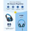 imageiClever BTH12 Kids Bluetooth HeadphonesColorful LED Lights Kids Headphones Wireless7485dBA Safe Volume85H PlaytimeFast ChargingBluetooth 52Over EarBuiltin Mic for iPadTabletAirplaneBlueDeep Black