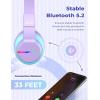 imageiClever BTH12 Kids Bluetooth HeadphonesColorful LED Lights Kids Headphones Wireless7485dBA Safe Volume85H PlaytimeFast ChargingBluetooth 52Over EarBuiltin Mic for iPadTabletAirplaneBluePurple