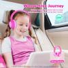 imageiClever BTH22 Kids Bluetooth Headphones 60H Play Time USB C Fast Charging Bluetooth 54 AUX CordSafe Volume 7485 dBAToddler Headphones for iPadTabletTravelSchool BlueBlossom Pink
