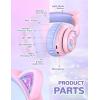 imageiClever Cat Ear Kids Bluetooth Headphones LED Lights Up 7485dBA Safe Volume Limited 50H PlaytimeBluetooth 52 USB C Kids Headphones Wireless for Travel iPad Tablet Meow Macaron Hot PinkLight Purple