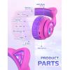imageiClever Cat Ear Kids Bluetooth Headphones LED Lights Up 7485dBA Safe Volume Limited 50H PlaytimeBluetooth 52 USB C Kids Headphones Wireless for Travel iPad Tablet Meow Macaron Hot PinkHot Pink