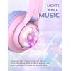 imageiClever Cat Ear Kids Bluetooth Headphones LED Lights Up 7485dBA Safe Volume Limited 50H PlaytimeBluetooth 52 USB C Kids Headphones Wireless for Travel iPad Tablet Meow Macaron Hot PinkLight Purple