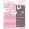 imageiClever Cat Ear Kids Bluetooth Headphones LED Lights Up 7485dBA Safe Volume Limited 50H PlaytimeBluetooth 52 USB C Kids Headphones Wireless for Travel iPad Tablet Meow Macaron Hot PinkPink