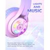 imageiClever Cat Ear Kids Bluetooth Headphones LED Lights Up 7485dBA Safe Volume Limited 50H PlaytimeBluetooth 52 USB C Kids Headphones Wireless for Travel iPad Tablet Meow Macaron Hot PinkPink Gradient