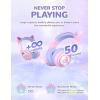 imageiClever Cat Ear Kids Bluetooth Headphones LED Lights Up 7485dBA Safe Volume Limited 50H PlaytimeBluetooth 52 USB C Kids Headphones Wireless for Travel iPad Tablet Meow Macaron Hot PinkLight Purple