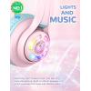 imageiClever Cat Ear Kids Bluetooth Headphones LED Lights Up 7485dBA Safe Volume Limited 50H PlaytimeBluetooth 52 USB C Kids Headphones Wireless for Travel iPad Tablet Meow Macaron Hot PinkPink