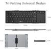 imageiClever Foldable Keyboard BK08 Bluetooth Keyboard with Sensitive Touchpad Sync Up to 3 Devices TriFolding PocketSized for Windows Mac Android iOSDark grey