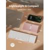 imageiClever Foldable Keyboard BK08 Bluetooth Keyboard with Sensitive Touchpad Sync Up to 3 Devices TriFolding PocketSized for Windows Mac Android iOSPink White