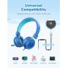 imageiClever HS21 Kids Headphones with Microphone for Virtual School Rotatable Extendable Mic  94 dB VolumeSafe Headphones for Kids Wired Foldable Kid Gaming Headset for PS4Xbox OneSwitchPCTabletBlue