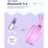 imageiClever Kids Bluetooth Headphones BTH02 93H Playtime Type C Fast Charging Bluetooth 54 Adjustable Kids Headphones Safe Volume 85 dBA Foldable Kids Wireless Headphones with MIC for iPad GreenPink