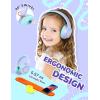 imageiClever Kids Bluetooth Headphones with LED Lights 43H Playtime TypeC Fast Charging BTH18 Safe Volume 7485dBA Bluetooth53Toddler Headphones Aux Cord for iPadTabletTravelSchool BluePurple
