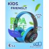 imageiClever Kids Bluetooth Headphones with LED Lights 43H Playtime TypeC Fast Charging BTH18 Safe Volume 7485dBA Bluetooth53Toddler Headphones Aux Cord for iPadTabletTravelSchool BlueBlack