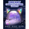 imageiClever Kids Headphones Cat Ear LED Light Up 85dBA Safe Volume Stereo Sound Toddler Headphones for Travel School Foldable 35mm Wired Kids Headphone for iPad Tablets Meow LollipopHot PinkType C PlugPurple