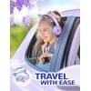 imageiClever Kids Headphones Cat Ear LED Light Up 85dBA Safe Volume Stereo Sound Toddler Headphones for Travel School Foldable 35mm Wired Kids Headphone for iPad Tablets Meow LollipopHot PinkPurple