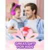 imageiClever Kids Headphones Cat Ear LED Light Up 85dBA Safe Volume Stereo Sound Toddler Headphones for Travel School Foldable 35mm Wired Kids Headphone for iPad Tablets Meow LollipopHot PinkHot Pink