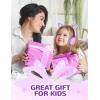 imageiClever Kids Headphones Cat Ear LED Light Up 85dBA Safe Volume Stereo Sound Toddler Headphones for Travel School Foldable 35mm Wired Kids Headphone for iPad Tablets Meow LollipopHot PinkBlossom Pink