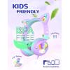 imageiClever Kids Headphones Cat Ear LED Light Up 85dBA Safe Volume Stereo Sound Toddler Headphones for Travel School Foldable 35mm Wired Kids Headphone for iPad Tablets Meow LollipopHot PinkPurple