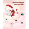 imageiClever Kids Headphones for School Travel Safe Volume Limited HD Mic Stereo Sound OverEar Girls Boys Headphones for Kid FunShare Foldable 35mm Wired for iPad Computer HS19White