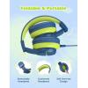 imageiClever Kids Headphones for School Travel Safe Volume Limited HD Mic Stereo Sound OverEar Girls Boys Headphones for Kid FunShare Foldable 35mm Wired for iPad Computer HS19TypeC Blue Green