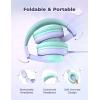 imageiClever Kids Headphones for School Travel Safe Volume Limited HD Mic Stereo Sound OverEar Girls Boys Headphones for Kid FunShare Foldable 35mm Wired for iPad Computer HS19AStar Purple