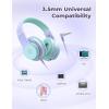 imageiClever Kids Headphones for School Travel Safe Volume Limited HD Mic Stereo Sound OverEar Girls Boys Headphones for Kid FunShare Foldable 35mm Wired for iPad Computer HS19AStar Purple