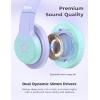 imageiClever Kids Headphones for School Travel Safe Volume Limited HD Mic Stereo Sound OverEar Girls Boys Headphones for Kid FunShare Foldable 35mm Wired for iPad Computer HS19AStar Purple