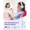imageiClever Kids Headphones for School Travel Safe Volume Limited HD Mic Stereo Sound OverEar Girls Boys Headphones for Kid FunShare Foldable 35mm Wired for iPad Computer HS19Purple