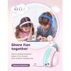 imageiClever Kids Headphones for School Travel Safe Volume Limited HD Mic Stereo Sound OverEar Girls Boys Headphones for Kid FunShare Foldable 35mm Wired for iPad Computer HS19A Pink