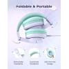 imageiClever Kids Headphones for School Travel Safe Volume Limited HD Mic Stereo Sound OverEar Girls Boys Headphones for Kid FunShare Foldable 35mm Wired for iPad Computer HS19Purple