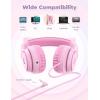 imageiClever Kids Headphones with Cat Ear Led Light Up Safe Volume Limite FunShare Foldable OverEar Headphones for Kids for SchooliPadTabletTravel Meow DonutPinkPink