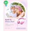 imageiClever Kids Headphones with Cat Ear Led Light Up Safe Volume Limite FunShare Foldable OverEar Headphones for Kids for SchooliPadTabletTravel Meow DonutPinkPink