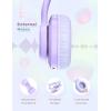 imageiClever Kids Headphones with Cat Ear Led Light Up Safe Volume Limite FunShare Foldable OverEar Headphones for Kids for SchooliPadTabletTravel Meow DonutPinkPurple