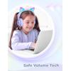 imageiClever Kids Headphones with Cat Ear Led Light Up Safe Volume Limite FunShare Foldable OverEar Headphones for Kids for SchooliPadTabletTravel Meow DonutPinkPurple