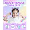 imageiClever Kids Headphones with Cat Ear Led Light Up Safe Volume Limite FunShare Foldable OverEar Headphones for Kids for SchooliPadTabletTravel Meow DonutPinkWirelessPurple