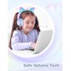 imageiClever Kids Headphones with Cat Ear Led Light Up Safe Volume Limite FunShare Foldable OverEar Headphones for Kids for SchooliPadTabletTravel Meow DonutPinkLight Purple