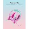 imageiClever Kids Headphones with Cord 8594dB Safe Volume Tech Bending Resistance Durable Foldable Stereo Sound 35mm Jack Wired Headphones for Kids Boys Girls TabletTravelSchool HS14Pink