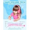 imageiClever Kids Headphones with Cord 85dBA Safe Volume Wired Headphones for Kids Stereo Sound Foldable Adjustable 35mm Jack Over Ear Child Headphone for SchoolBoysGirlsiPadTabletTravel BlueCoral Pink
