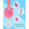 imageiClever Kids Headphones with Cord 85dBA Safe Volume Wired Headphones for Kids Stereo Sound Foldable Adjustable 35mm Jack Over Ear Child Headphone for SchoolBoysGirlsiPadTabletTravel BlueCoral Pink