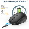 imageiClever MD165 Dual Mode Wireless Mouse Bluetooth TypeC Rechargeable Mouse 24G Wireless Computer Mice with USB Receiver 3 Device Connection for Windows 7810 Mac iOS Android